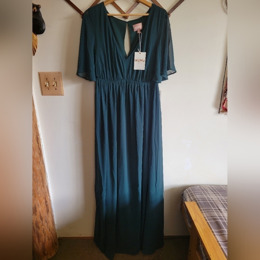 Show Me Your MuMu Teal Maxi Dress